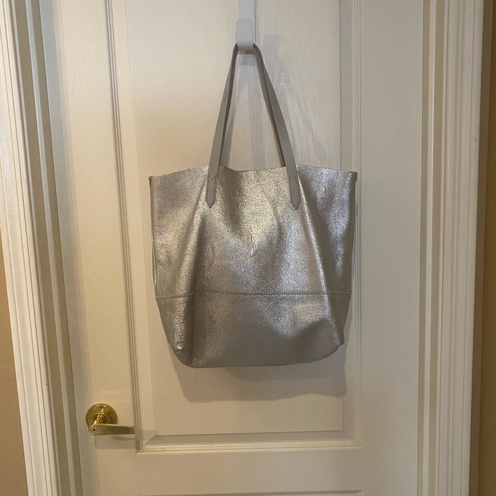 J. Crew Metallic Silver Tote